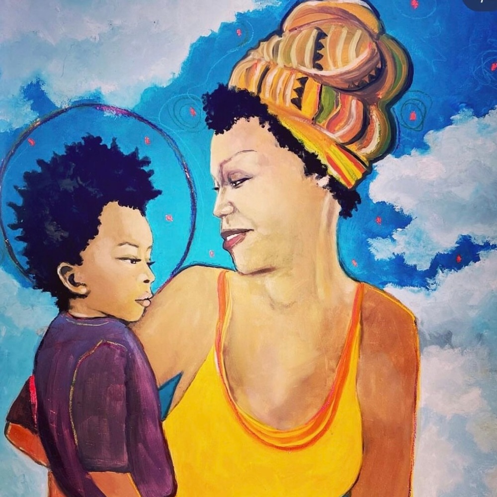Mother and baby /baby painting Heirloom art piece